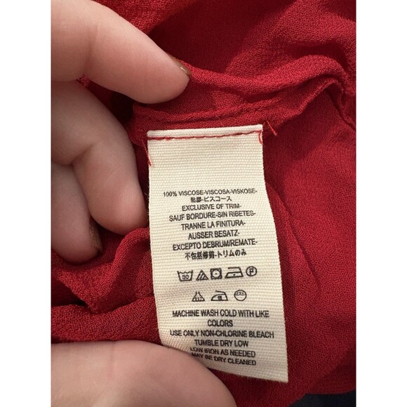 Free People Size M Beneath The Sea Top Red Floral - Picture 5 of 7